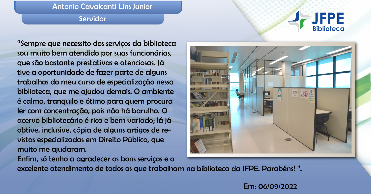 Depoimento sobre a Biblioteca de Antonio Cavalcanti Lins
                                        Junior